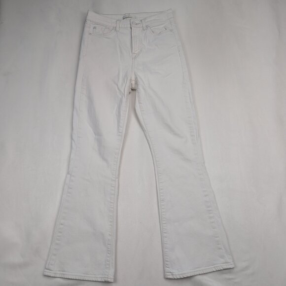 7 For All Mankind White Flare Wide Leg Jeans Sz 25 - Picture 2 of 12